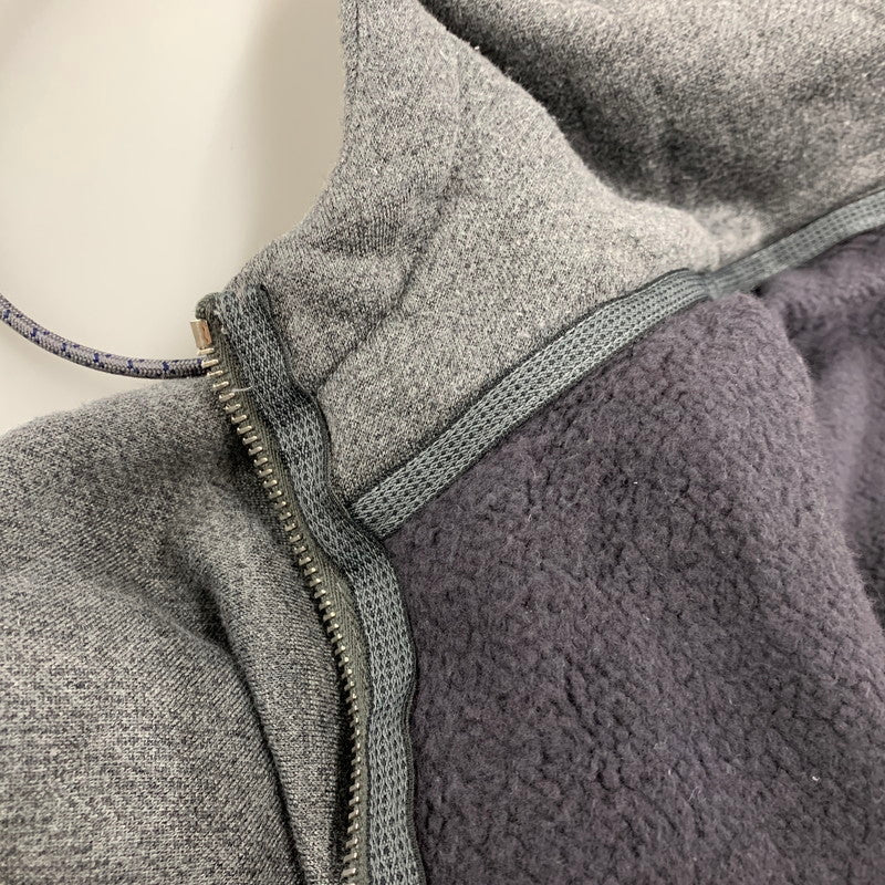 【中古品】【メンズ】 LOUIS VUITTON ルイ・ヴィトン LV LOGO LEATHER PATCH ZIPUP HOODED SWEAT SHIRT RM142Q H6Y51WJUH LVロゴ レザーパッチ ジップアップ フーディー パーカー 179-260516-as-11-izu サイズ：M カラー：グレー 万代Net店
