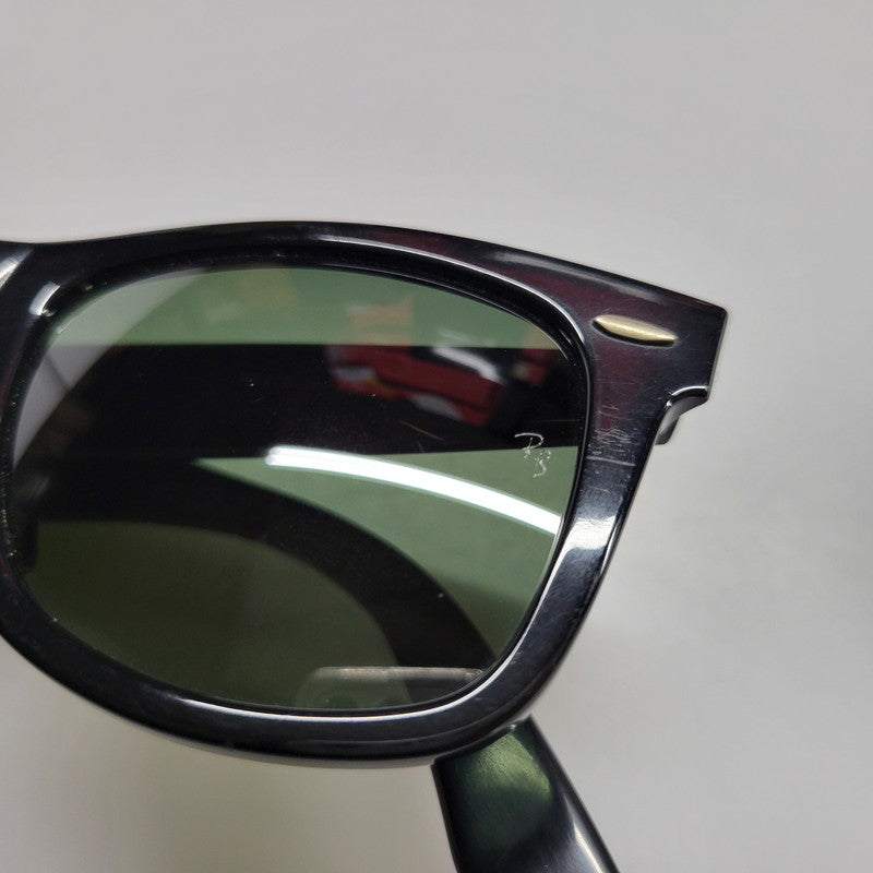 【中古品】【メンズ/レディース】 Ray-Ban レイバン WAYFARER SUNGLASSES RB2140-A ウェイファーラー サングラス 203-260523-as-02-izu サイズ：50□22 カラー：ブラック×グリーン 万代Net店