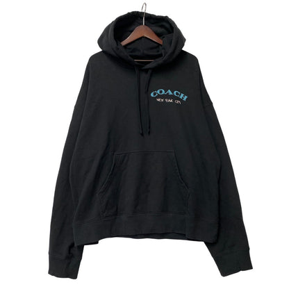 【中古品】【メンズ】 COACH コーチ CAF72 LEATHERWARE COLLAGE RELAXED HOODIE レザーウェア コラージュ リラックスド フーディー トップス 長袖 141-260518-cs-08-izu サイズ：XL カラー：ブラック 万代Net店