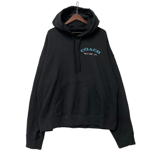 【中古品】【メンズ】 COACH コーチ CAF72 LEATHERWARE COLLAGE RELAXED HOODIE レザーウェア コラージュ リラックスド フーディー トップス 長袖 141-260518-cs-08-izu サイズ：XL カラー：ブラック 万代Net店