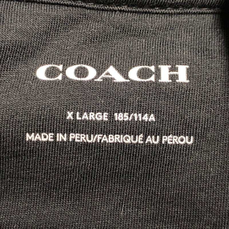 【中古品】【メンズ】 COACH コーチ CAF72 LEATHERWARE COLLAGE RELAXED HOODIE レザーウェア コラージュ リラックスド フーディー トップス 長袖 141-260518-cs-08-izu サイズ：XL カラー：ブラック 万代Net店