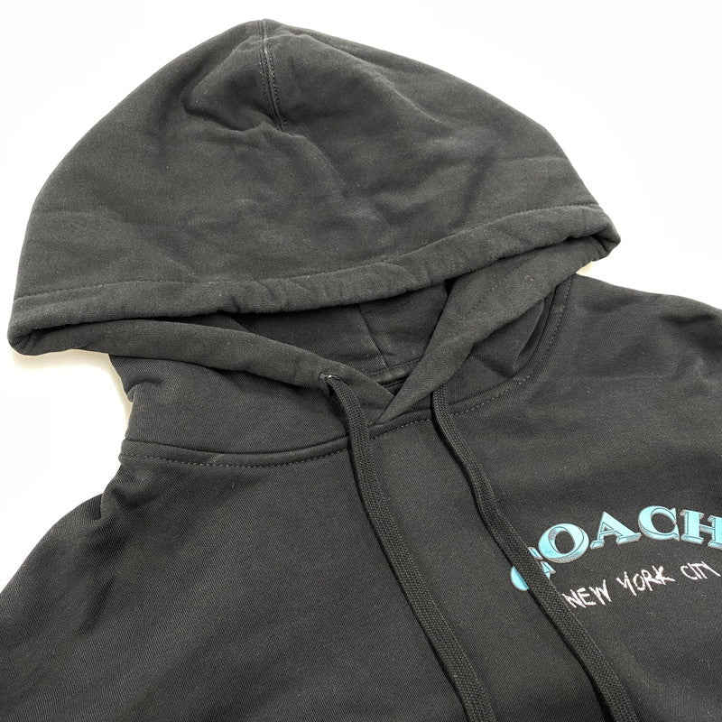 【中古品】【メンズ】 COACH コーチ CAF72 LEATHERWARE COLLAGE RELAXED HOODIE レザーウェア コラージュ リラックスド フーディー トップス 長袖 141-260518-cs-08-izu サイズ：XL カラー：ブラック 万代Net店