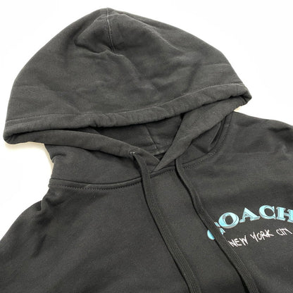 【中古品】【メンズ】 COACH コーチ CAF72 LEATHERWARE COLLAGE RELAXED HOODIE レザーウェア コラージュ リラックスド フーディー トップス 長袖 141-260518-cs-08-izu サイズ：XL カラー：ブラック 万代Net店