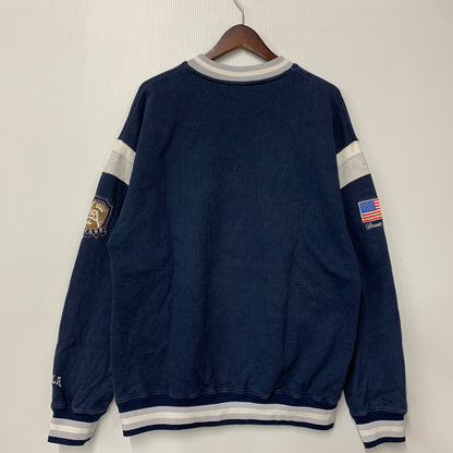 【中古品】【メンズ】 XLARGE エクストララージ 101233012017 BASEBALL LOGO EMBROIDERED V NECK SWEATSHIRT ベースボール ロゴ エンブロイダード Vネック スウェットシャツ トップス 長袖 142-260526-ya-07-izu サイズ：L カラー：ネイビー 万代Net店