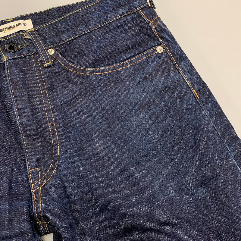 【中古品】【メンズ】 OLD A BATHING APE オールド・ア・ベイシング・エイプ 00S CROWN APE HEAD DENIM PANTS クラウン エイプ ヘッド デニム パンツ ズボン ボトムス 153-260526-ya-13-izu サイズ：S カラー：インディゴ 万代Net店