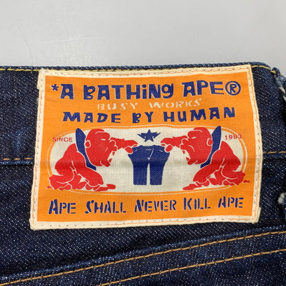 【中古品】【メンズ】 OLD A BATHING APE オールド・ア・ベイシング・エイプ 00S CROWN APE HEAD DENIM PANTS クラウン エイプ ヘッド デニム パンツ ズボン ボトムス 153-260526-ya-13-izu サイズ：S カラー：インディゴ 万代Net店