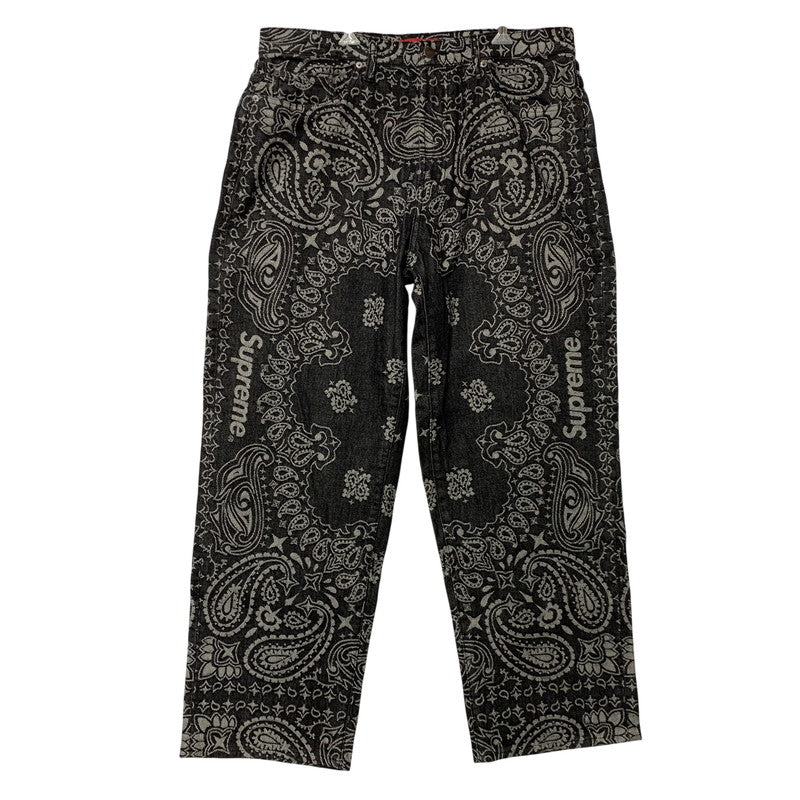 【中古美品】【メンズ】 SUPREME シュプリーム 25SS BANDANA JACQUARD BAGGY JEAN バンダナ ジャガード バギー ジーンズ パンツ ボトムス ズボン 149-260517-cs-28-izu サイズ：34 カラー：ブラック 万代Net店