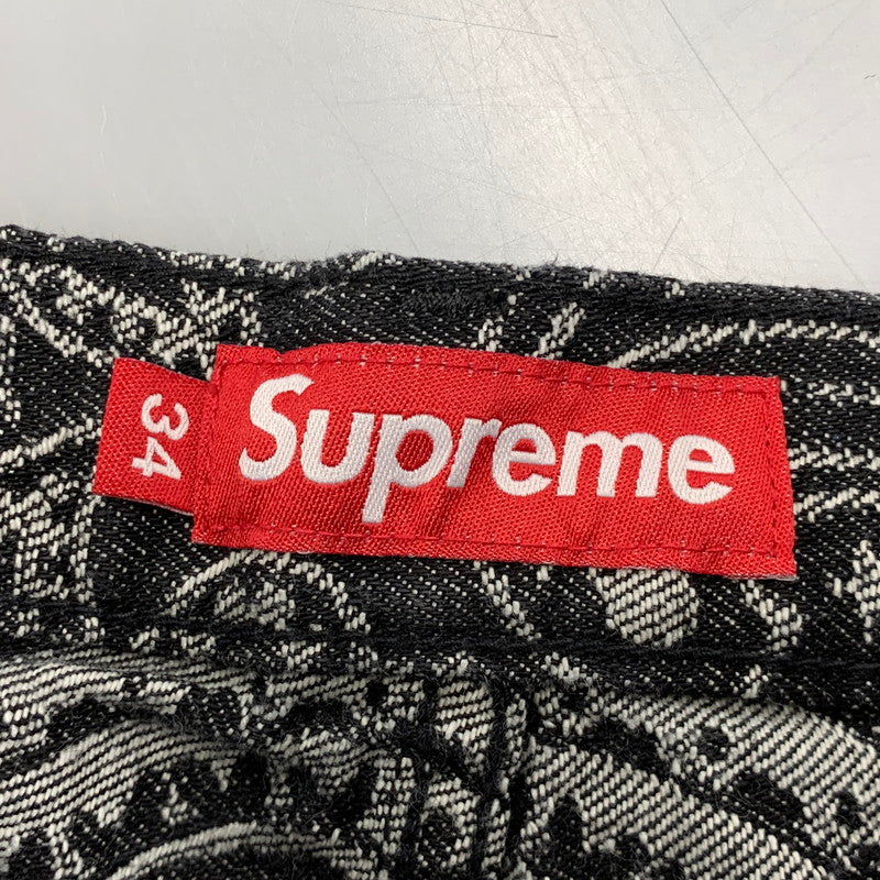 【中古美品】【メンズ】 SUPREME シュプリーム 25SS BANDANA JACQUARD BAGGY JEAN バンダナ ジャガード バギー ジーンズ パンツ ボトムス ズボン 149-260517-cs-28-izu サイズ：34 カラー：ブラック 万代Net店