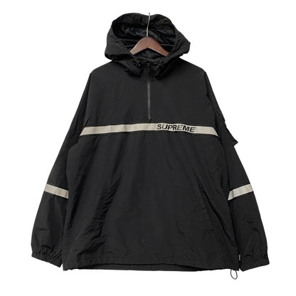 【中古品】【メンズ】 SUPREME シュプリーム 18SS REFLECTIVE TAPING HOODED PULLOVER リフレクティヴ テーピング フーデッド プルオーバー アウター 149-260518-cs-02-izu サイズ：L カラー：ブラック 万代Net店