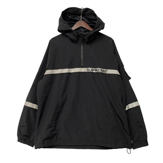 【中古品】【メンズ】 SUPREME シュプリーム 18SS REFLECTIVE TAPING HOODED PULLOVER リフレクティヴ テーピング フーデッド プルオーバー アウター 149-260518-cs-02-izu サイズ：L カラー：ブラック 万代Net店