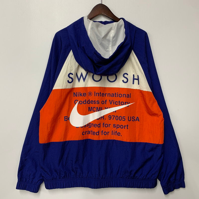 【中古品】【メンズ】 NIKE ナイキ CJ4889-455 NYLON HOODIE JACKET ナイロン フーディー ジャケット アウター　 148-260526-ya-06-izu サイズ：XL カラー：NAVY×ORANGE 万代Net店