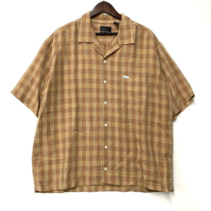 【中古品】【メンズ】 GREG NORMAN COLLECTION グレッグノーマン コレクション LINEN RAYON CHECK SHIRT リネン レーヨン チェックシャツ スリランカ製 半袖 146-260610-as-05-izu サイズ：XL カラー：ブラウン 万代Net店