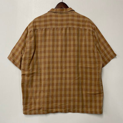 【中古品】【メンズ】 GREG NORMAN COLLECTION グレッグノーマン コレクション LINEN RAYON CHECK SHIRT リネン レーヨン チェックシャツ スリランカ製 半袖 146-260610-as-05-izu サイズ：XL カラー：ブラウン 万代Net店