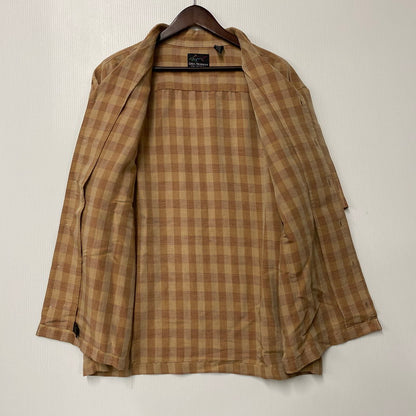 【中古品】【メンズ】 GREG NORMAN COLLECTION グレッグノーマン コレクション LINEN RAYON CHECK SHIRT リネン レーヨン チェックシャツ スリランカ製 半袖 146-260610-as-05-izu サイズ：XL カラー：ブラウン 万代Net店