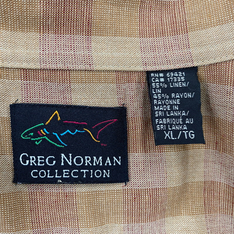【中古品】【メンズ】 GREG NORMAN COLLECTION グレッグノーマン コレクション LINEN RAYON CHECK SHIRT リネン レーヨン チェックシャツ スリランカ製 半袖 146-260610-as-05-izu サイズ：XL カラー：ブラウン 万代Net店