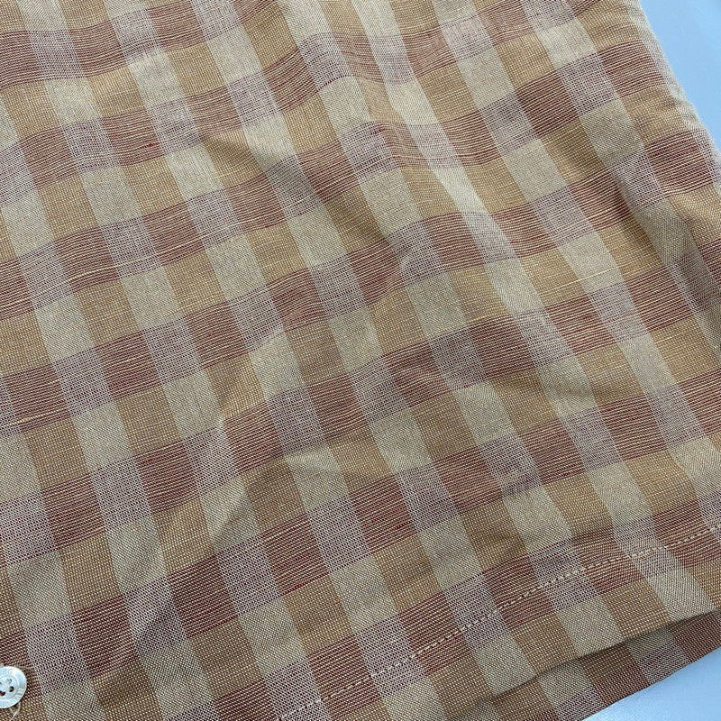【中古品】【メンズ】 GREG NORMAN COLLECTION グレッグノーマン コレクション LINEN RAYON CHECK SHIRT リネン レーヨン チェックシャツ スリランカ製 半袖 146-260610-as-05-izu サイズ：XL カラー：ブラウン 万代Net店