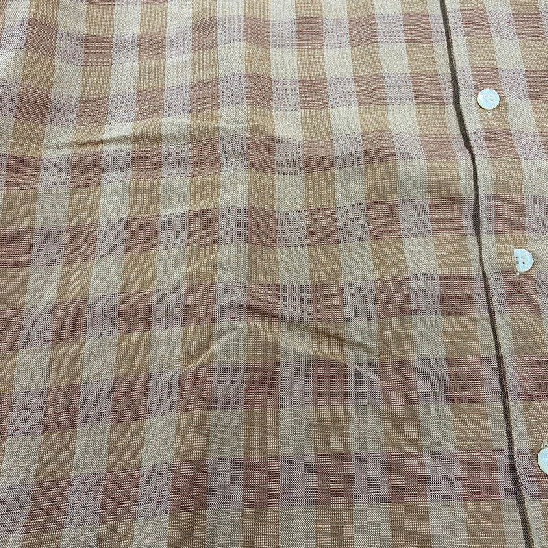 【中古品】【メンズ】 GREG NORMAN COLLECTION グレッグノーマン コレクション LINEN RAYON CHECK SHIRT リネン レーヨン チェックシャツ スリランカ製 半袖 146-260610-as-05-izu サイズ：XL カラー：ブラウン 万代Net店