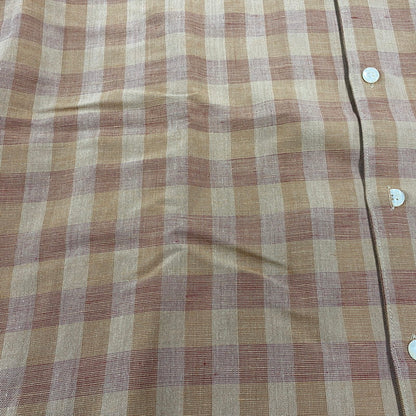 【中古品】【メンズ】 GREG NORMAN COLLECTION グレッグノーマン コレクション LINEN RAYON CHECK SHIRT リネン レーヨン チェックシャツ スリランカ製 半袖 146-260610-as-05-izu サイズ：XL カラー：ブラウン 万代Net店