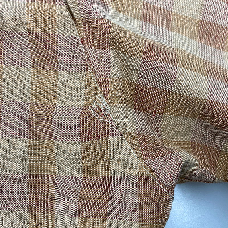 【中古品】【メンズ】 GREG NORMAN COLLECTION グレッグノーマン コレクション LINEN RAYON CHECK SHIRT リネン レーヨン チェックシャツ スリランカ製 半袖 146-260610-as-05-izu サイズ：XL カラー：ブラウン 万代Net店