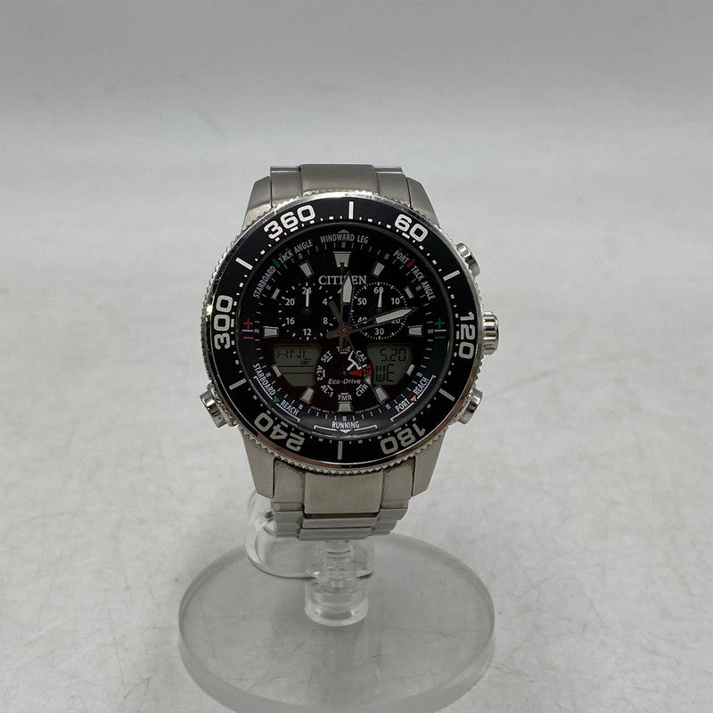 【中古品】【メンズ/レディース】 CITIZEN シチズン C660-R011669 JR4060-88E ST.STEEL PROMASTER MARINE プロマスター マリン シリーズ アナデジ腕時計 時計 197-260520-cs-13-izu カラー：ブラック×シルバー 万代Net店