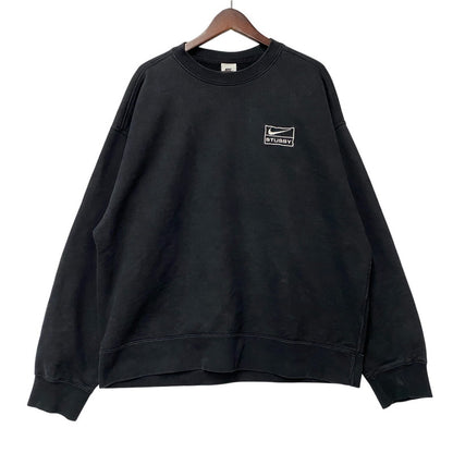 【中古品】【メンズ】 NIKE × STUSSY ナイキ×ステューシー WASHED FLEECE CREWNECK SWEAT SHIRT ウォッシュド クルーネック スウェットシャツ トップス 長袖 142-260518-cs-09-izu サイズ：L カラー：ブラック 万代Net店