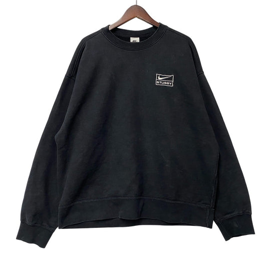 【中古品】【メンズ】 NIKE × STUSSY ナイキ×ステューシー WASHED FLEECE CREWNECK SWEAT SHIRT ウォッシュド クルーネック スウェットシャツ トップス 長袖 142-260518-cs-09-izu サイズ：L カラー：ブラック 万代Net店