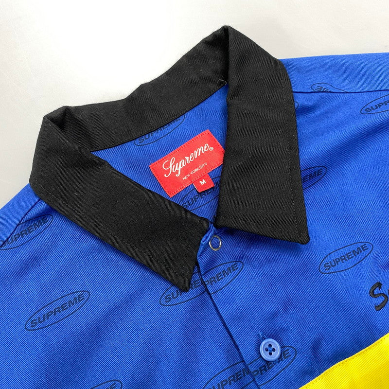 【中古品】【メンズ】 SUPREME シュプリーム 17FW COLOR BLOCKED WORK SHIRT カラー ブロック ワーク シャツ トップス 長袖 149-260518-cs-03-izu サイズ：M カラー：ブラック×ブルー 万代Net店