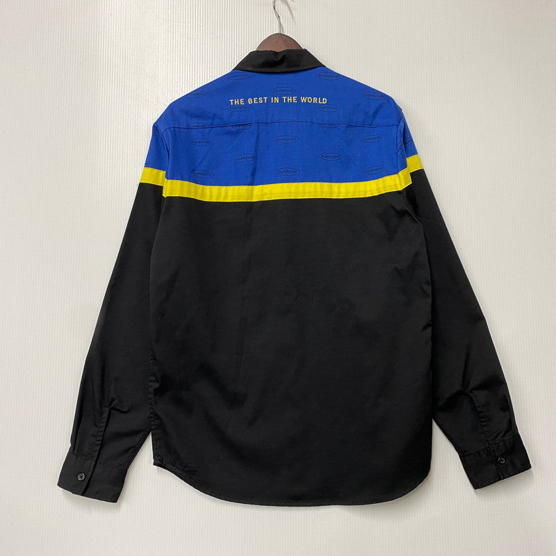 【中古品】【メンズ】 SUPREME シュプリーム 17FW COLOR BLOCKED WORK SHIRT カラー ブロック ワーク シャツ トップス 長袖 149-260518-cs-03-izu サイズ：M カラー：ブラック×ブルー 万代Net店