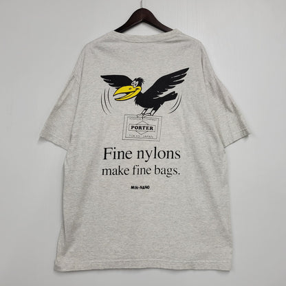 【中古品】【メンズ】 MIN-NANO ミンナノ × PORTER ポーター BIRD TEE バード Tシャツ トップス 半袖 147-260602-ya-12-izu サイズ：XL カラー：グレー 万代Net店