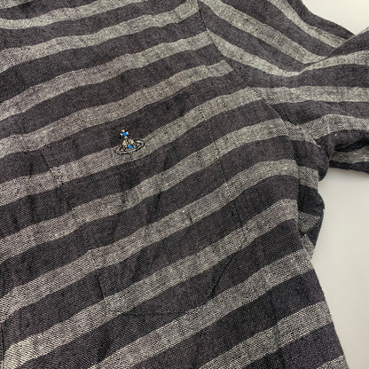 【中古品】【メンズ】 VIVIENNE WESTWOOD MAN ヴィヴィアンウエスドウッドマン VW-WR-77129 STRIPE LINEN LONG SHIRT ストライプ リネン ロング シャツ トップス 141-260518-kh-01-izu サイズ：44 カラー：グレー系 万代Net店