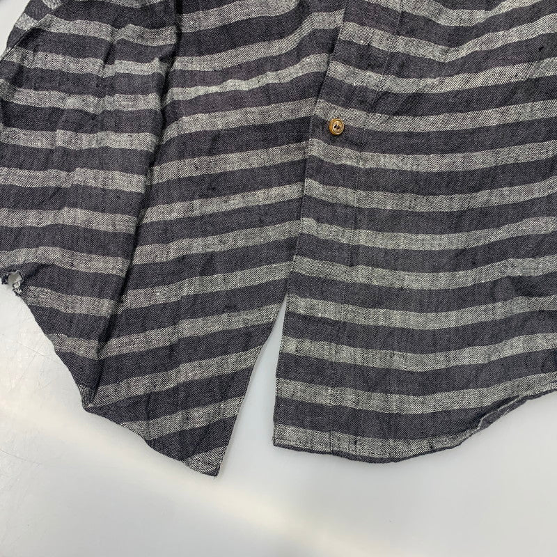 【中古品】【メンズ】 VIVIENNE WESTWOOD MAN ヴィヴィアンウエスドウッドマン VW-WR-77129 STRIPE LINEN LONG SHIRT ストライプ リネン ロング シャツ トップス 141-260518-kh-01-izu サイズ：44 カラー：グレー系 万代Net店