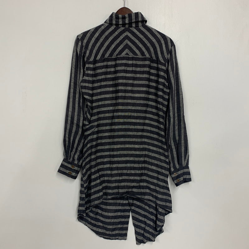 【中古品】【メンズ】 VIVIENNE WESTWOOD MAN ヴィヴィアンウエスドウッドマン VW-WR-77129 STRIPE LINEN LONG SHIRT ストライプ リネン ロング シャツ トップス 141-260518-kh-01-izu サイズ：44 カラー：グレー系 万代Net店