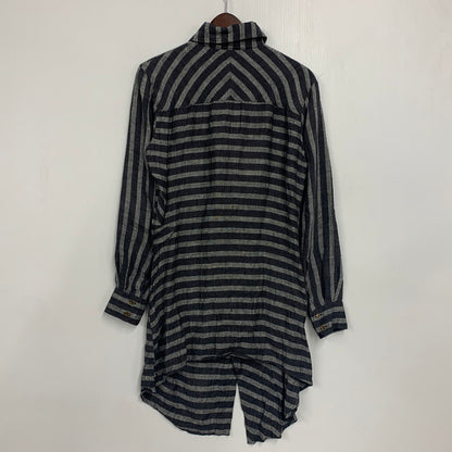 【中古品】【メンズ】 VIVIENNE WESTWOOD MAN ヴィヴィアンウエスドウッドマン VW-WR-77129 STRIPE LINEN LONG SHIRT ストライプ リネン ロング シャツ トップス 141-260518-kh-01-izu サイズ：44 カラー：グレー系 万代Net店
