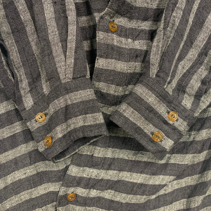 【中古品】【メンズ】 VIVIENNE WESTWOOD MAN ヴィヴィアンウエスドウッドマン VW-WR-77129 STRIPE LINEN LONG SHIRT ストライプ リネン ロング シャツ トップス 141-260518-kh-01-izu サイズ：44 カラー：グレー系 万代Net店