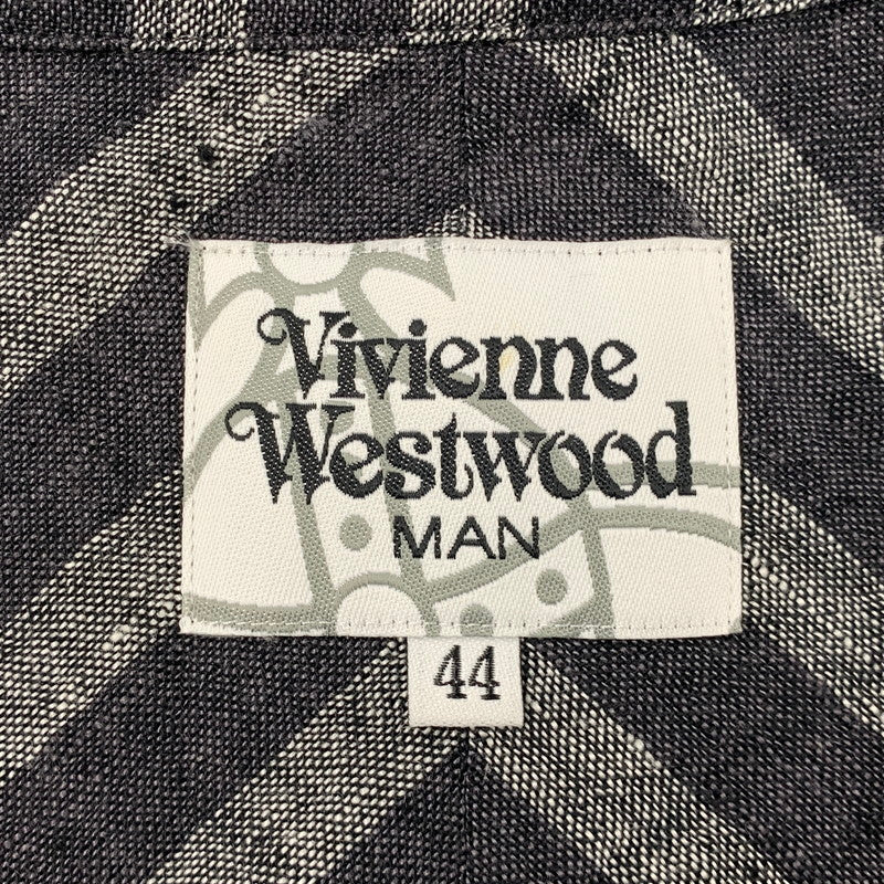 【中古品】【メンズ】 VIVIENNE WESTWOOD MAN ヴィヴィアンウエスドウッドマン VW-WR-77129 STRIPE LINEN LONG SHIRT ストライプ リネン ロング シャツ トップス 141-260518-kh-01-izu サイズ：44 カラー：グレー系 万代Net店