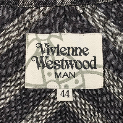 【中古品】【メンズ】 VIVIENNE WESTWOOD MAN ヴィヴィアンウエスドウッドマン VW-WR-77129 STRIPE LINEN LONG SHIRT ストライプ リネン ロング シャツ トップス 141-260518-kh-01-izu サイズ：44 カラー：グレー系 万代Net店