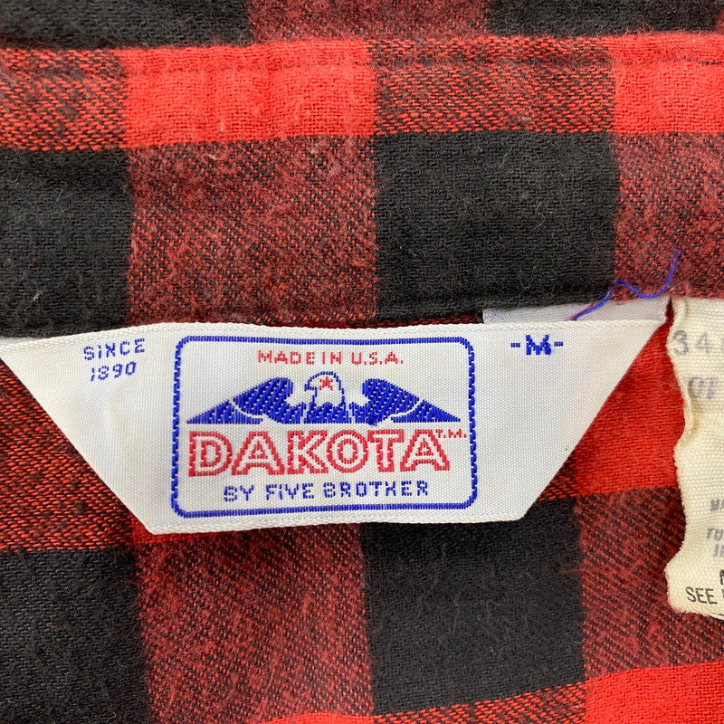【中古品】【メンズ】 Dakota ダコタ FLANNEL SHIRT フランネルシャツ 三角タグ USA製 チェック 長袖 146-260610-as-06-izu サイズ：M カラー：レッド×ブラック 万代Net店