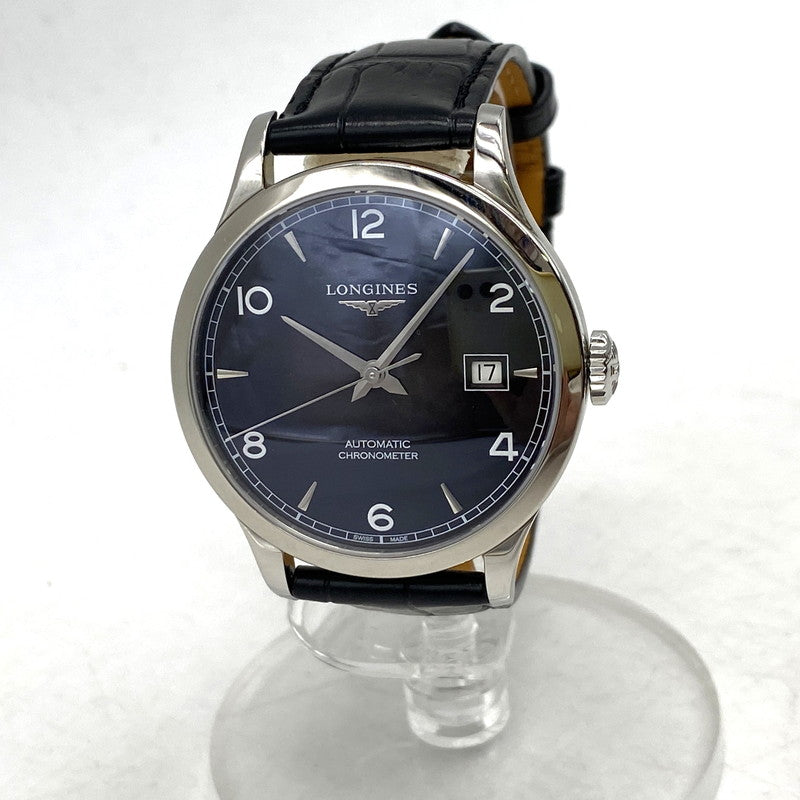 【中古品】【メンズ/レディース】 LONGINES ロンジン L2.820.4.56.2 RECORD AUTOMATIC DATE WATCH レコード オートマチック デイト ウォッチ 腕時計 195-260520-cs-14-izu カラー：ブラック×シルバー 万代Net店