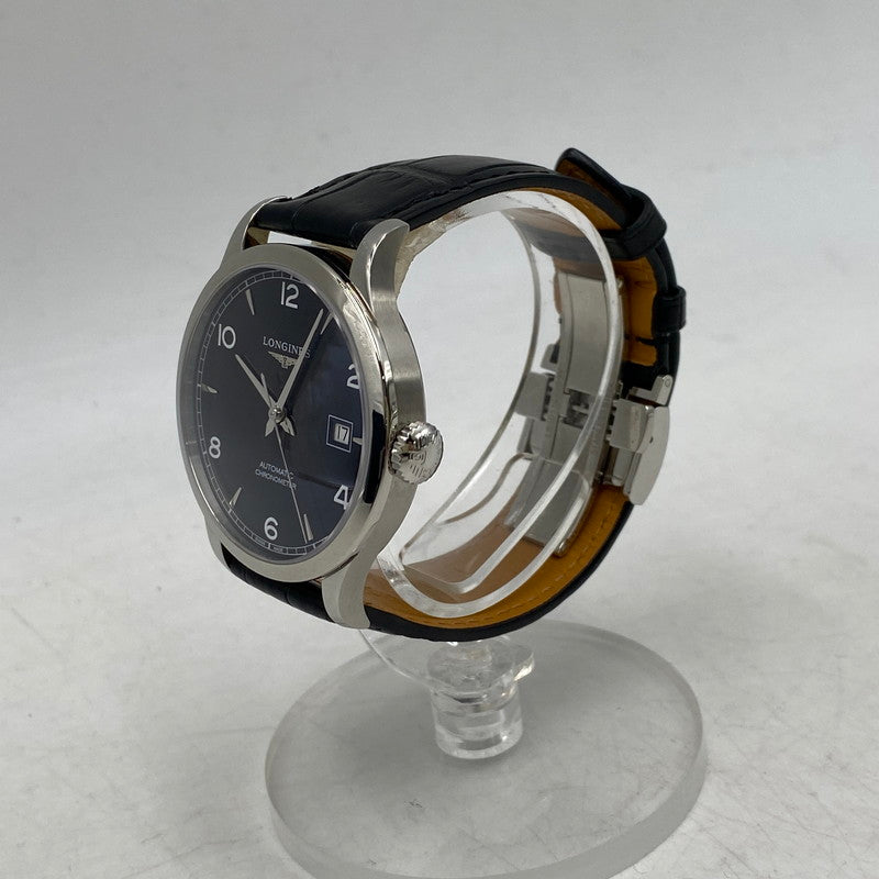 【中古品】【メンズ/レディース】 LONGINES ロンジン L2.820.4.56.2 RECORD AUTOMATIC DATE WATCH レコード オートマチック デイト ウォッチ 腕時計 195-260520-cs-14-izu カラー：ブラック×シルバー 万代Net店