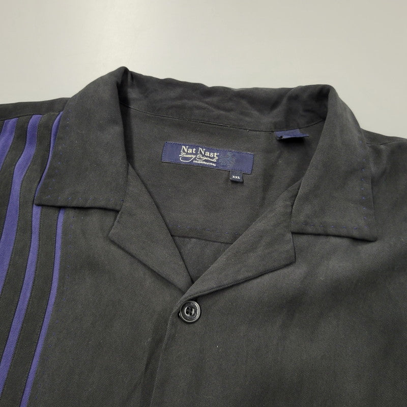 【中古品】【メンズ】 NAT NAST ナットナスト SILK OPEN COLLAR SHIRT シルク オープンカラーシャツ 半袖 トップス 146-260525-as-11-izu サイズ：XXL カラー：ブラック 万代Net店