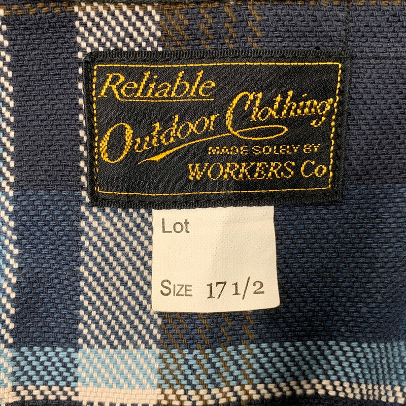 【中古品】【メンズ】 WORKERS ワーカーズ HEAVY CHECK SHIRT ヘビー チェック シャツ トップス 長袖 145-260714-cs-13-izu サイズ：17 1/2 カラー：ブルー 万代Net店