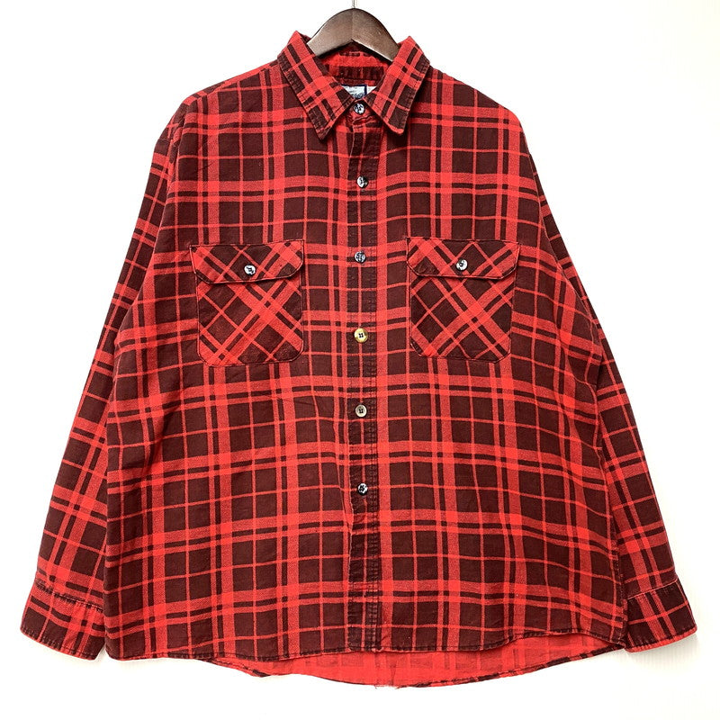 【中古品】【メンズ】 FIELDMASTER フィールドマスター CHECK SHIRT チェックシャツ USA製 長袖 146-260610-as-01-izu サイズ：XL カラー：レッド 万代Net店