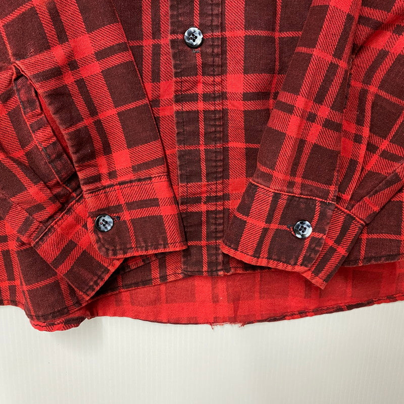 【中古品】【メンズ】 FIELDMASTER フィールドマスター CHECK SHIRT チェックシャツ USA製 長袖 146-260610-as-01-izu サイズ：XL カラー：レッド 万代Net店