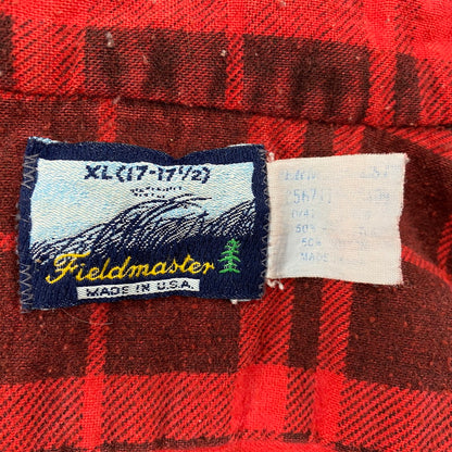【中古品】【メンズ】 FIELDMASTER フィールドマスター CHECK SHIRT チェックシャツ USA製 長袖 146-260610-as-01-izu サイズ：XL カラー：レッド 万代Net店