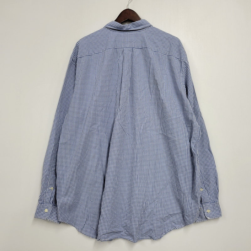 【現状渡し品】【メンズ】 Polo by Ralph Lauren ポロバイラルフローレン CLASSIC FIT GINGHAM CHECK LS BD SHIRT ギンガムチェック ボタンダウン シャツ 長袖 146-260610-as-11-izu サイズ：2XB カラー：ブルー×ホワイト 万代Net店