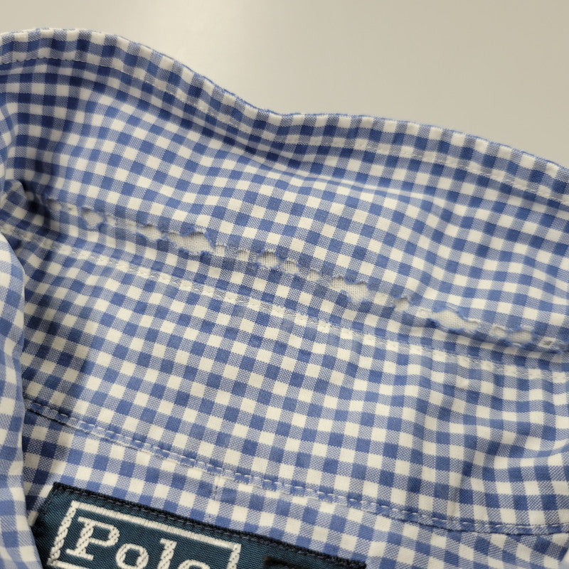 【現状渡し品】【メンズ】 Polo by Ralph Lauren ポロバイラルフローレン CLASSIC FIT GINGHAM CHECK LS BD SHIRT ギンガムチェック ボタンダウン シャツ 長袖 146-260610-as-11-izu サイズ：2XB カラー：ブルー×ホワイト 万代Net店