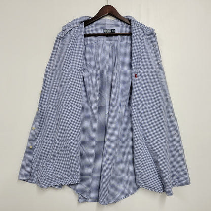 【現状渡し品】【メンズ】 Polo by Ralph Lauren ポロバイラルフローレン CLASSIC FIT GINGHAM CHECK LS BD SHIRT ギンガムチェック ボタンダウン シャツ 長袖 146-260610-as-11-izu サイズ：2XB カラー：ブルー×ホワイト 万代Net店