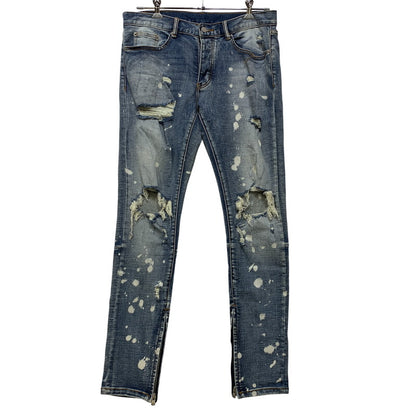 【中古品】【メンズ】 MNML ミニマル PAINT CRASH DENIM PANTS ペイント クラッシュ デニムパンツ ジーンズ ズボン ボトムス 153-260728-ay-10-izu サイズ：34 カラー：インディゴ 万代Net店