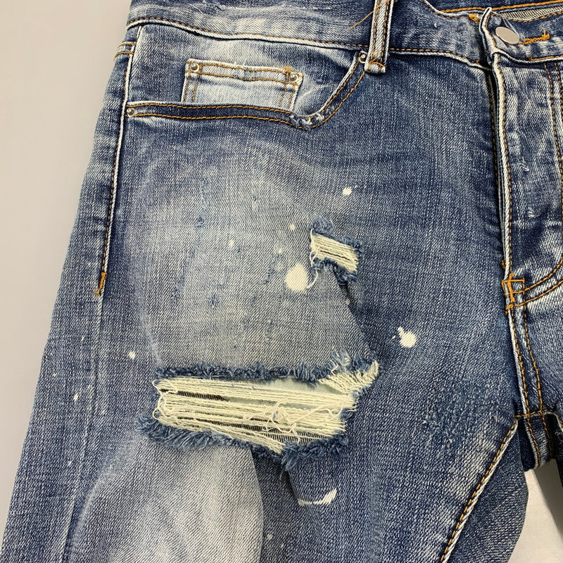 【中古品】【メンズ】 MNML ミニマル PAINT CRASH DENIM PANTS ペイント クラッシュ デニムパンツ ジーンズ ズボン ボトムス 153-260728-ay-10-izu サイズ：34 カラー：インディゴ 万代Net店