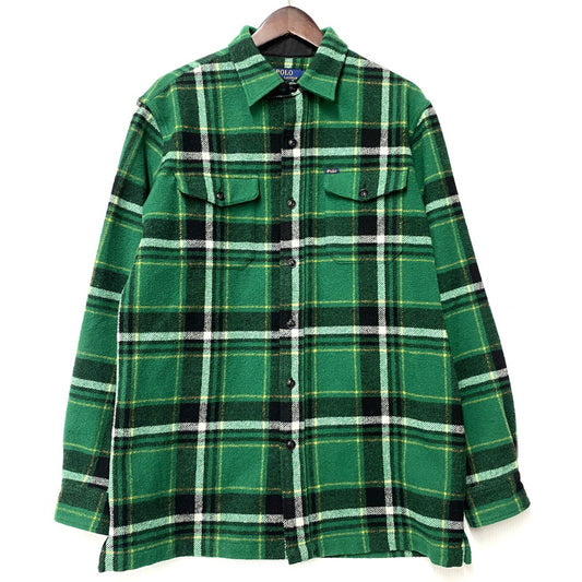 【中古品】【メンズ】 POLO RALPH LAUREN ポロ・ラルフローレン CLASSIC FIT WOOL CHECK L/S SHIRT ウールチェック ロングスリーブ シャツ 長袖 147-260519-as-16-izu サイズ：M カラー：グリーン系 万代Net店